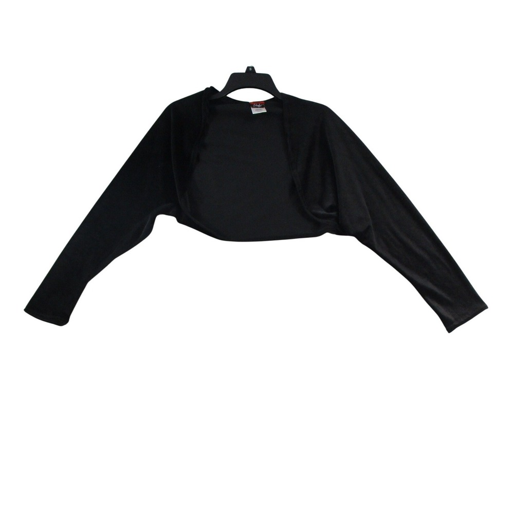 Simply Style Womens Black Velvet Shrug Bolero Cropped Jacket Open Front One